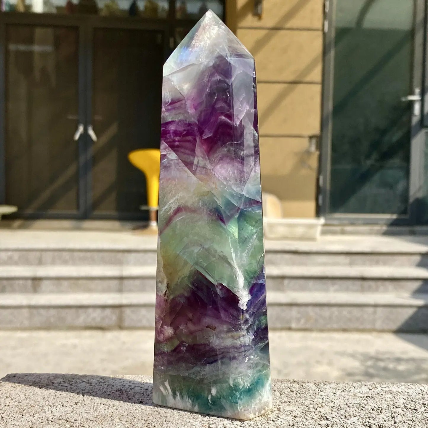 Natural Fluorite Crystal Magic Wand - Obelisk Point for Earth Healing & Energy Balancing