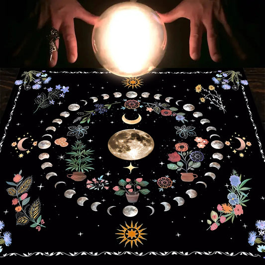 1PC Moonlight Flower Tarot Card Table Cloth, Altar Card Mat,