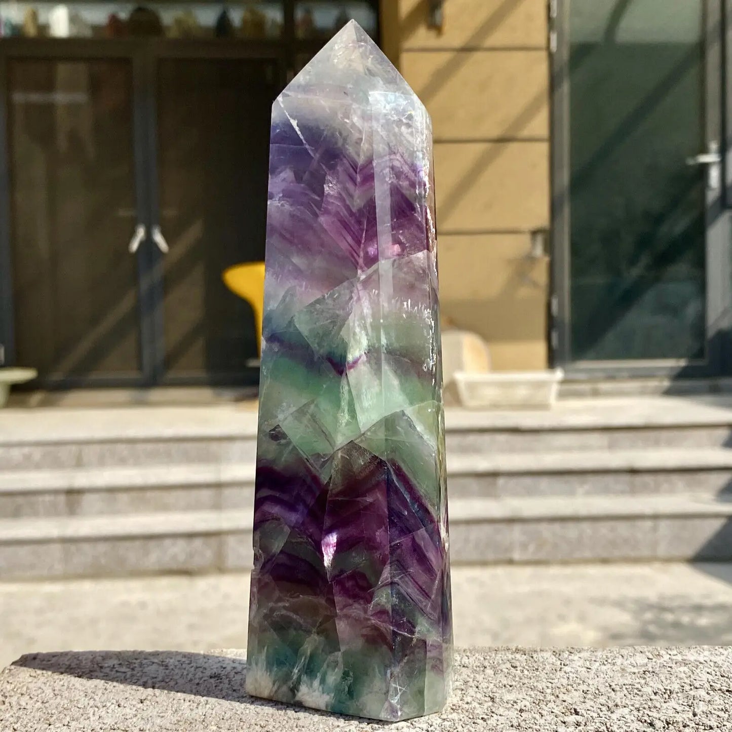 Natural Fluorite Crystal Magic Wand - Obelisk Point for Earth Healing & Energy Balancing