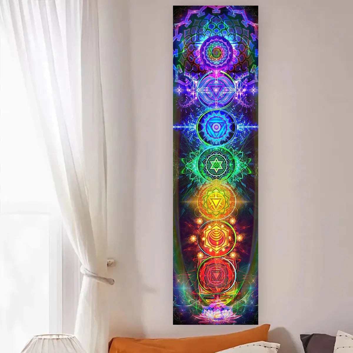 Colorful Chakra Wall Tapestry Yoga Meditation Wall Hanging for Bedroom