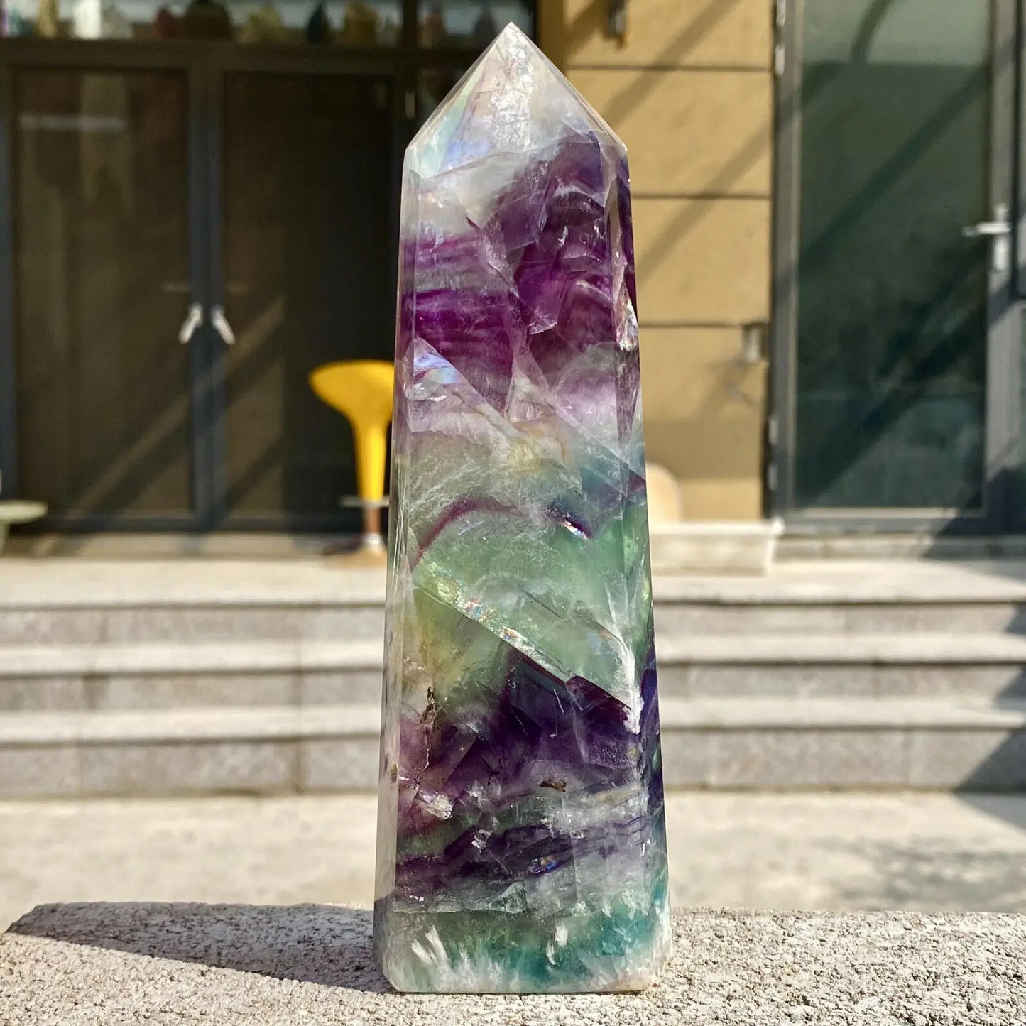 Natural Fluorite Crystal Magic Wand - Obelisk Point for Earth Healing & Energy Balancing