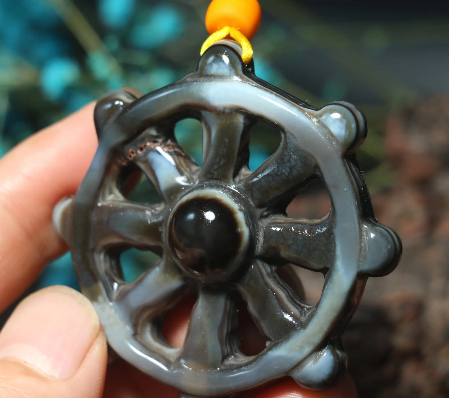 Big Treasure Talisman Magic Power Tibetan Onyx Sculptural Falun Heaven Eye Pendant Amulet Carving LLZB Timestown