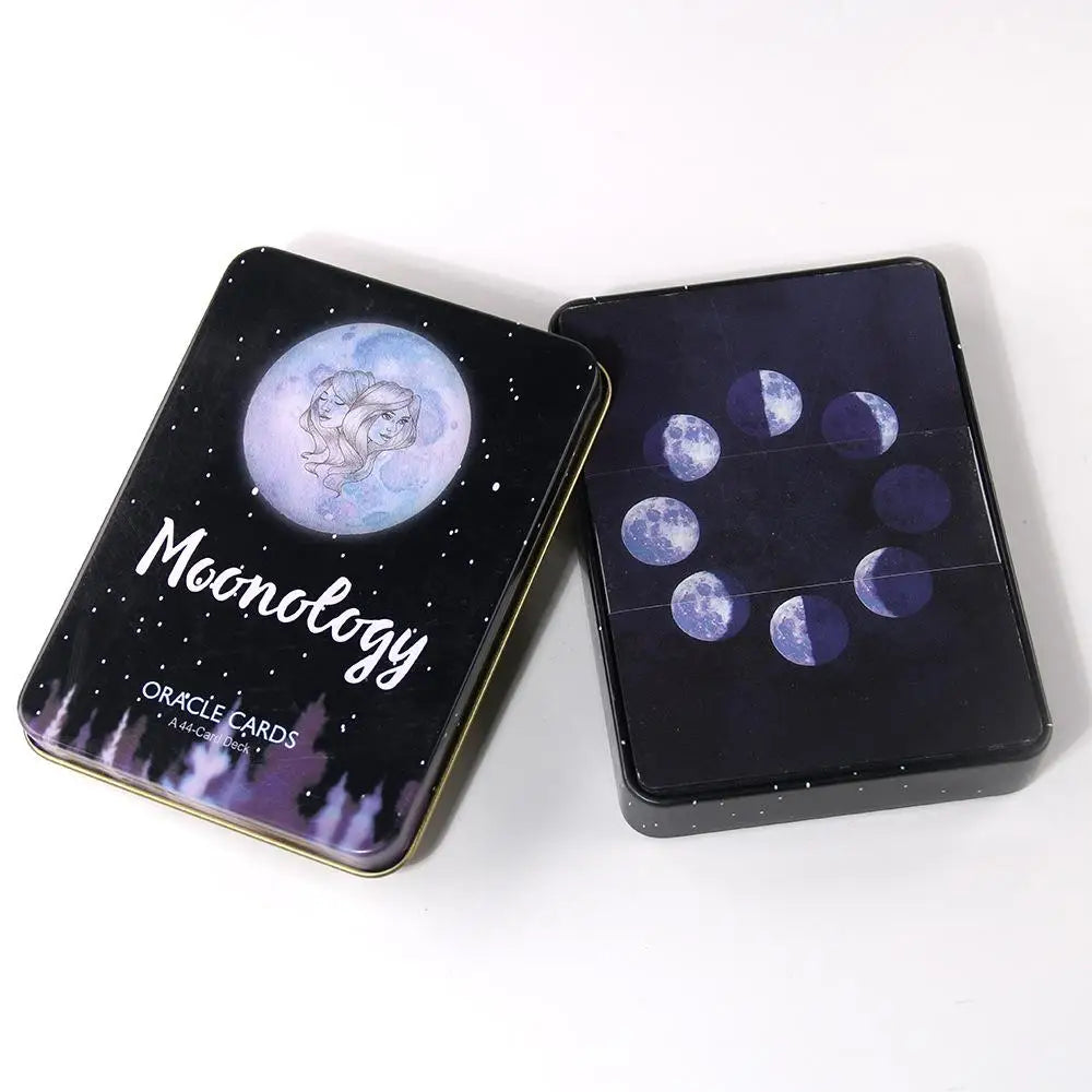 Moonology Tarot Deck In A Tin Box Gilded Edge for Fortune Telling Game Card 11*6.5cm