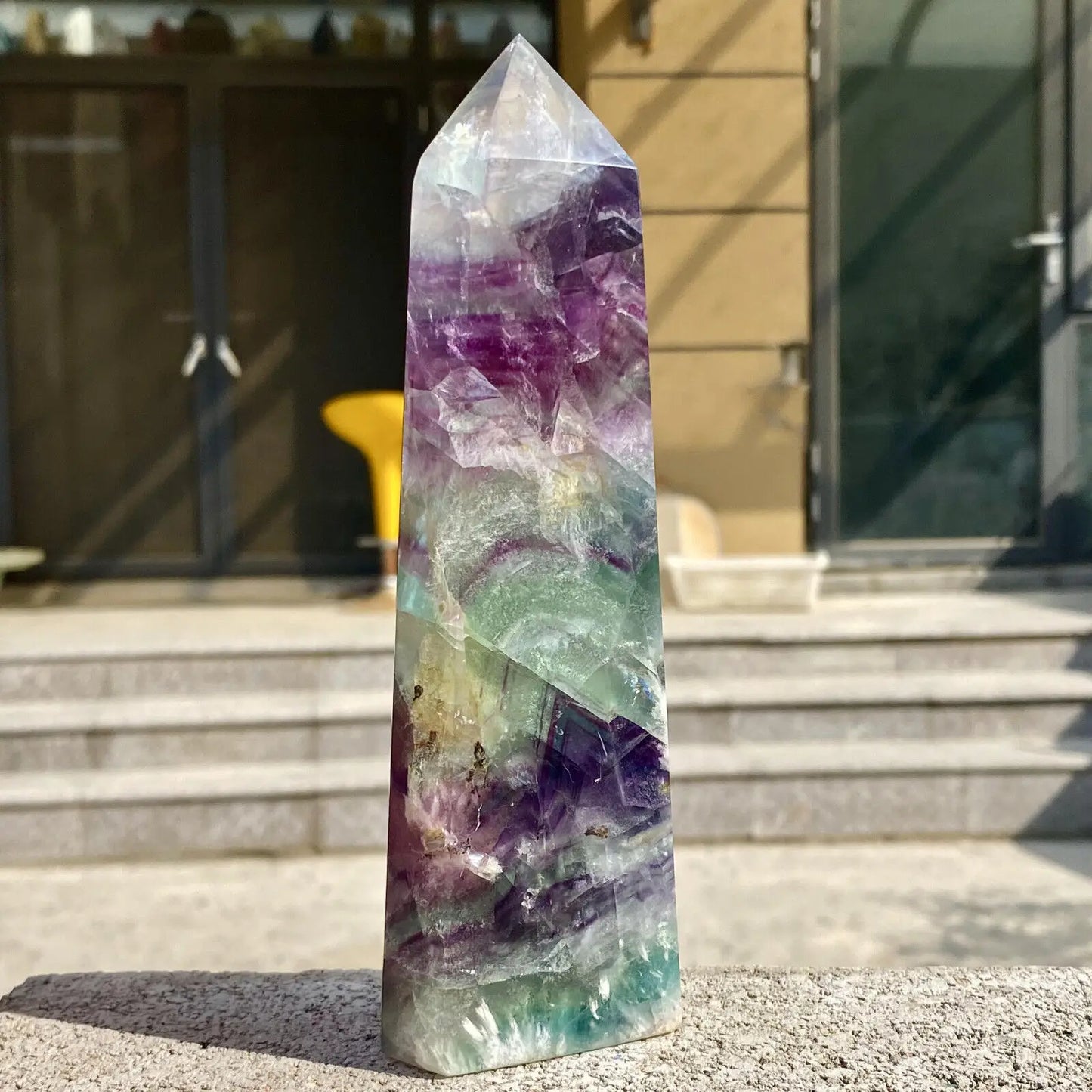 Natural Fluorite Crystal Magic Wand - Obelisk Point for Earth Healing & Energy Balancing