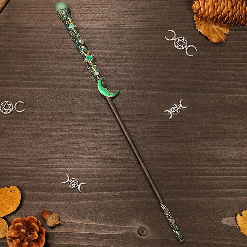 Natural Crystal Scepter Wiccan Wand Magic Altar Ornament Vintage Fairy Wood Stick Props Accessories Handmade Unique Jewelry Gift