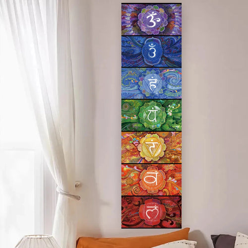 Colorful Chakra Wall Tapestry Yoga Meditation Wall Hanging for Bedroom