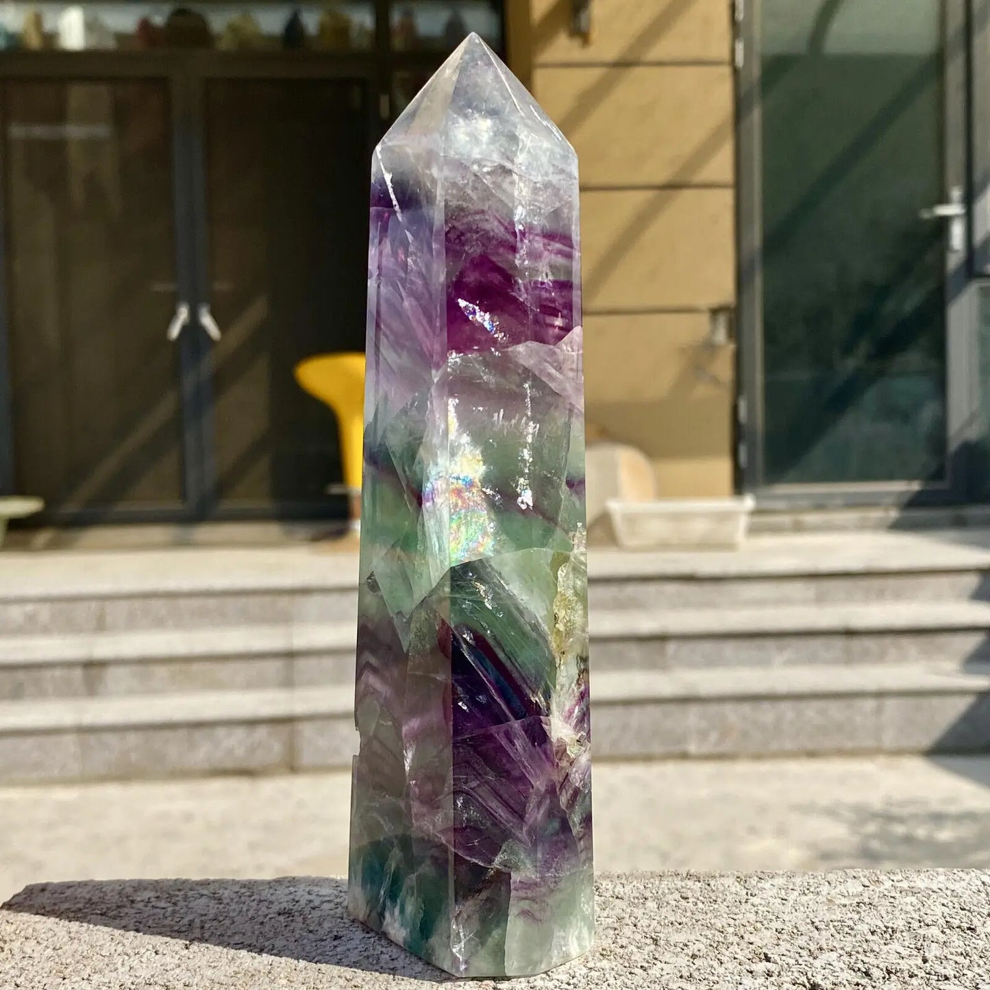 Natural Fluorite Crystal Magic Wand - Obelisk Point for Earth Healing & Energy Balancing