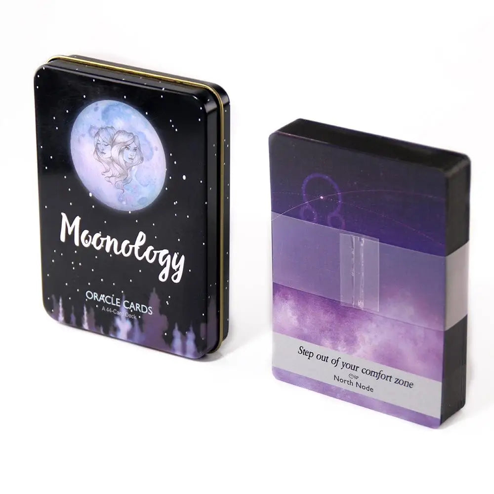 Moonology Tarot Deck In A Tin Box Gilded Edge for Fortune Telling Game Card 11*6.5cm