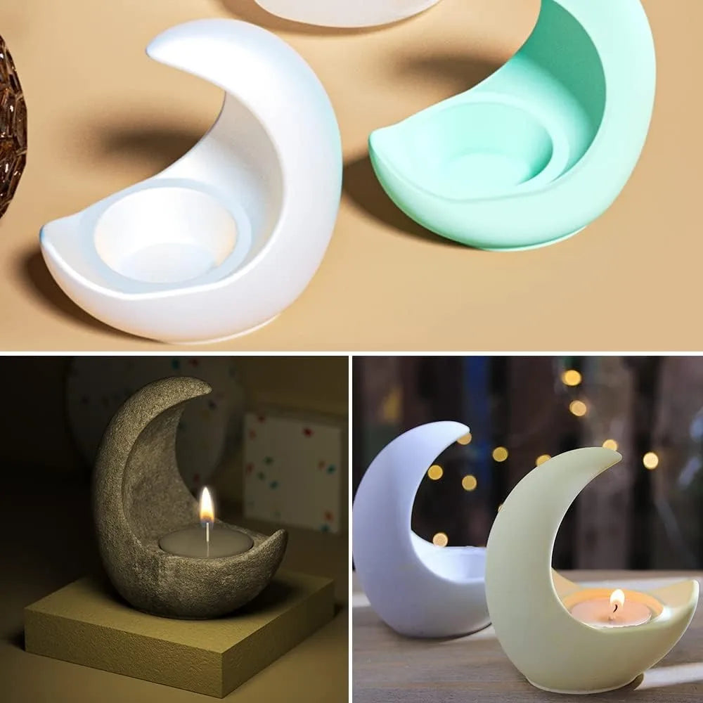 Candle Holder Silicone Resin Mold, 3D Moon Resin Mold, Moon Shape