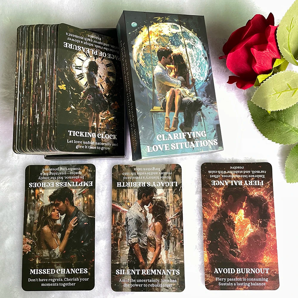 Clarifying Love Situations Oracle Cards 12x7cm 56-cards Tarot Board Deck Fortune Telling Toys in Box 400 GSM Paper Affirmation