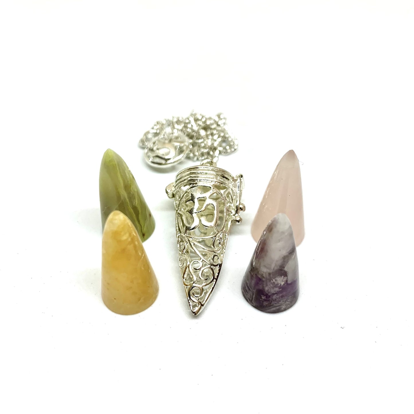 Natural Gemstone Pendulum Set of 4